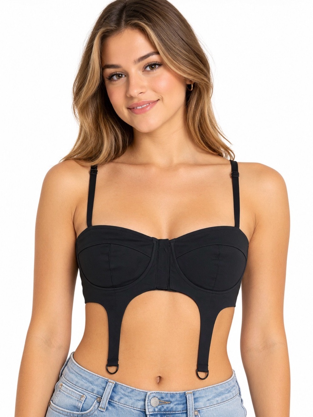 Black Cutout Bustier Top - Women Intimates